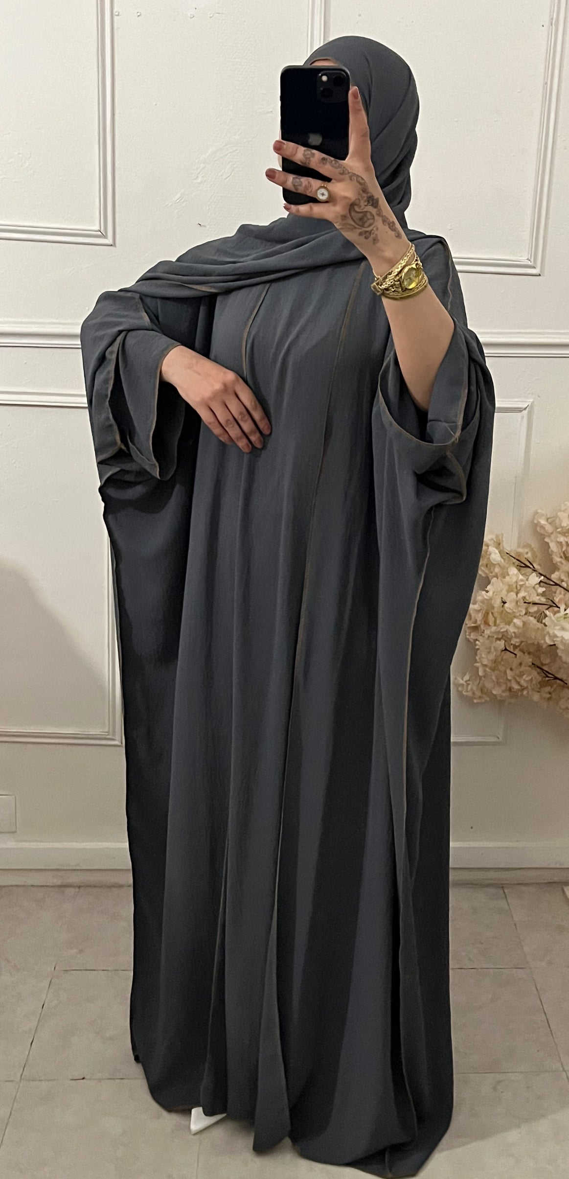 ABAYA QATAR 3 pieces mouse gray