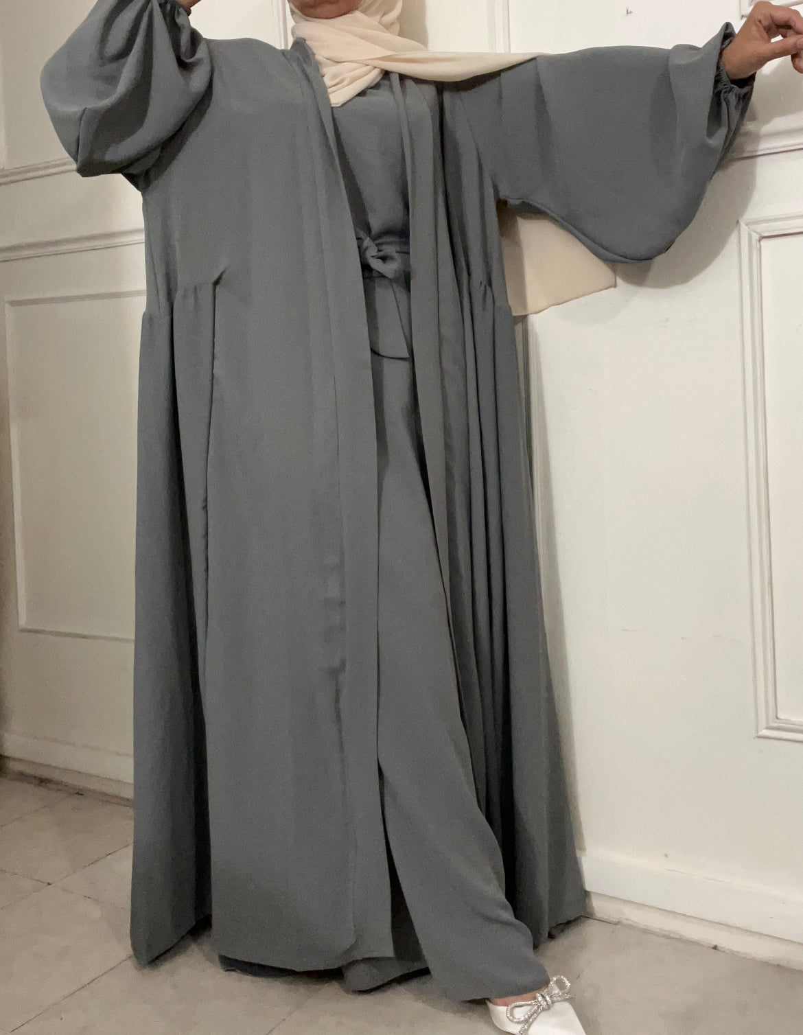 ABAYA SOYRY 3 pieces  GRIS SOURIS