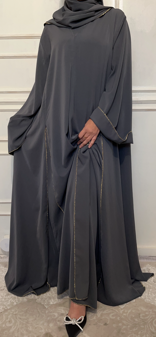 ABAYA NOOR 3pieces MOUSE GRAY