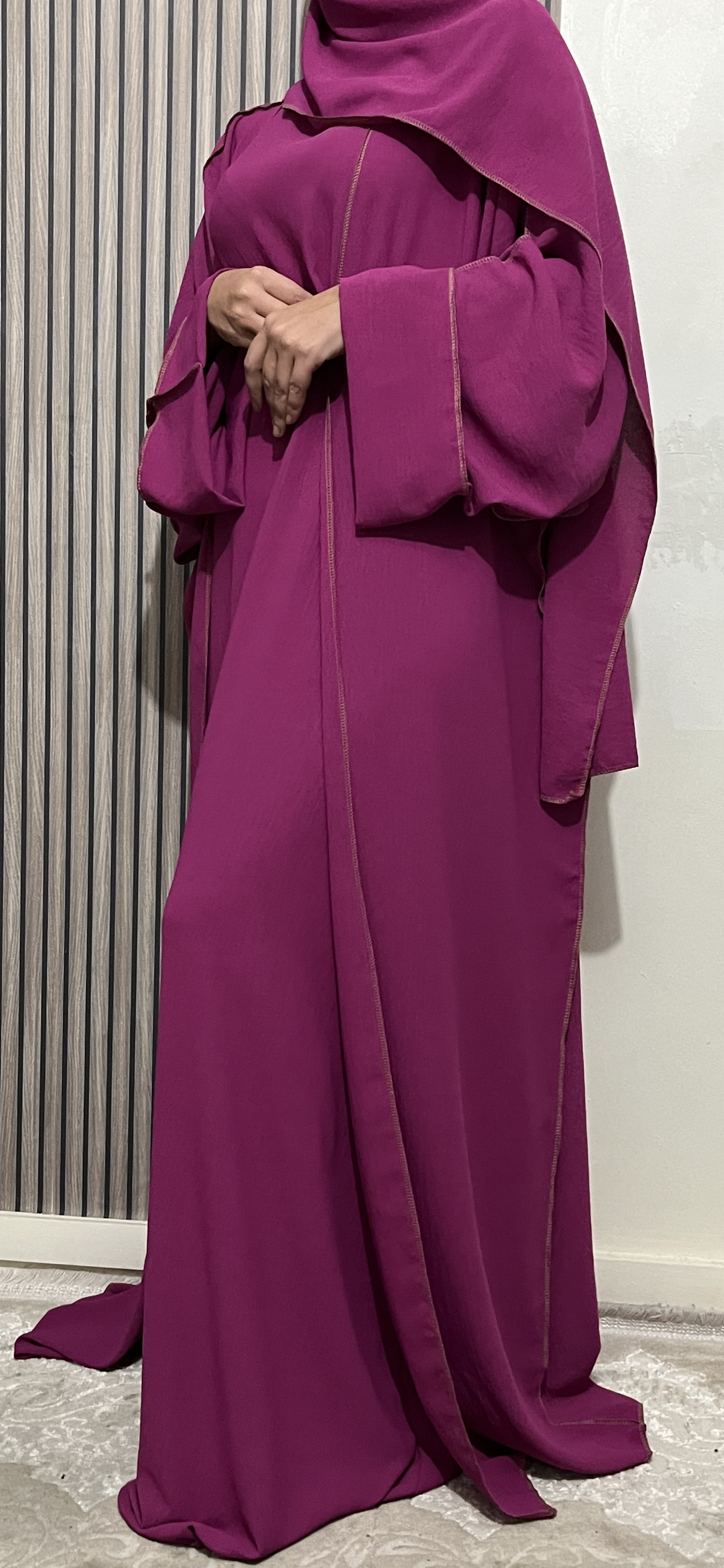 ABAYA QATARY 3 pieces PLUM