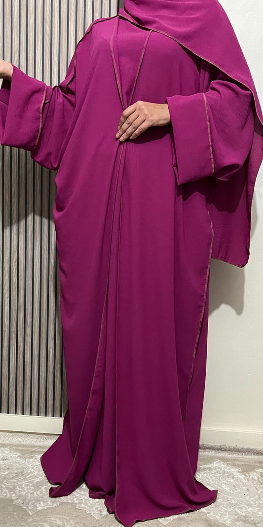 ABAYA QATARY 3 pieces PLUM