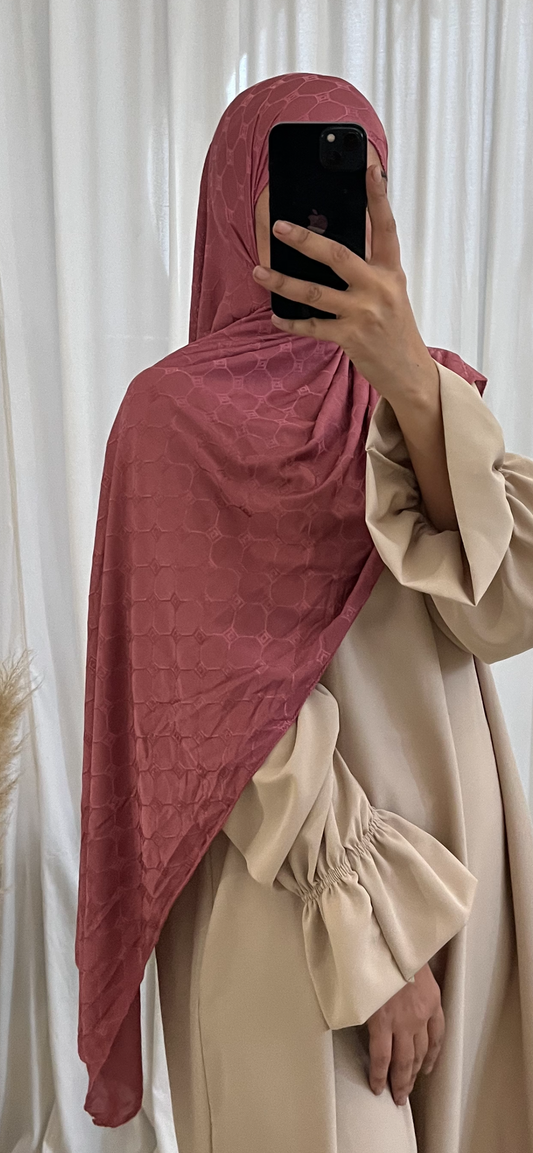 HIJAB MONOGRAME FRAMBOISE