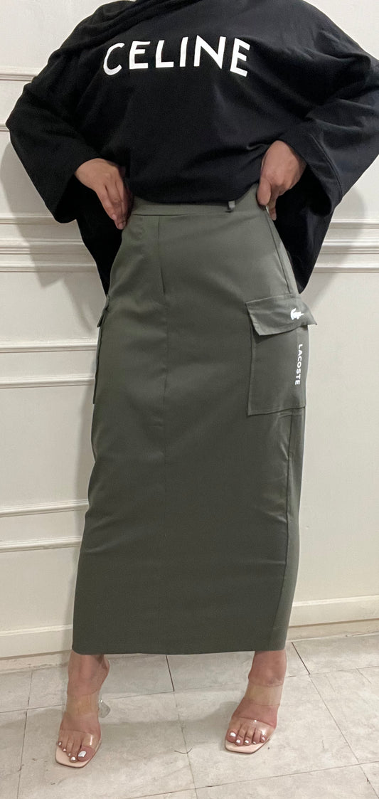 KHAKI CARGO SKIRT