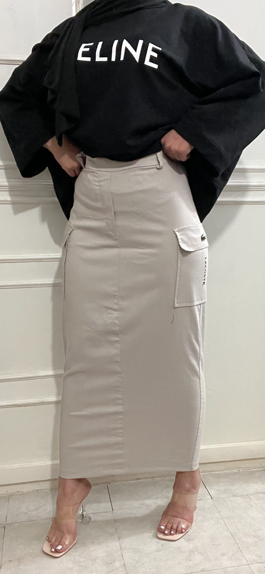 BEIGE CARGO SKIRT