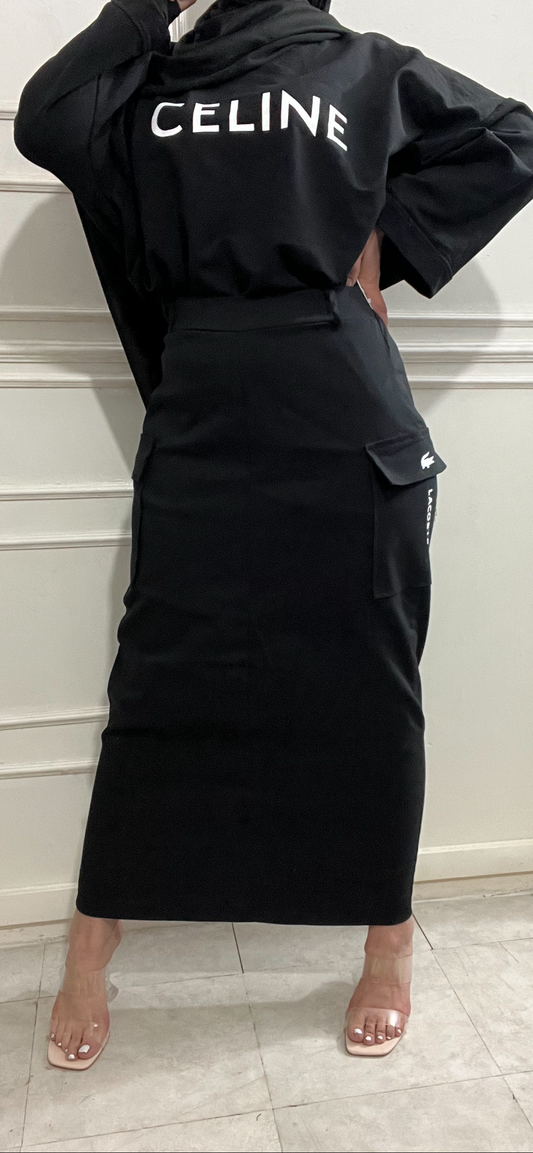 BLACK CARGO SKIRT