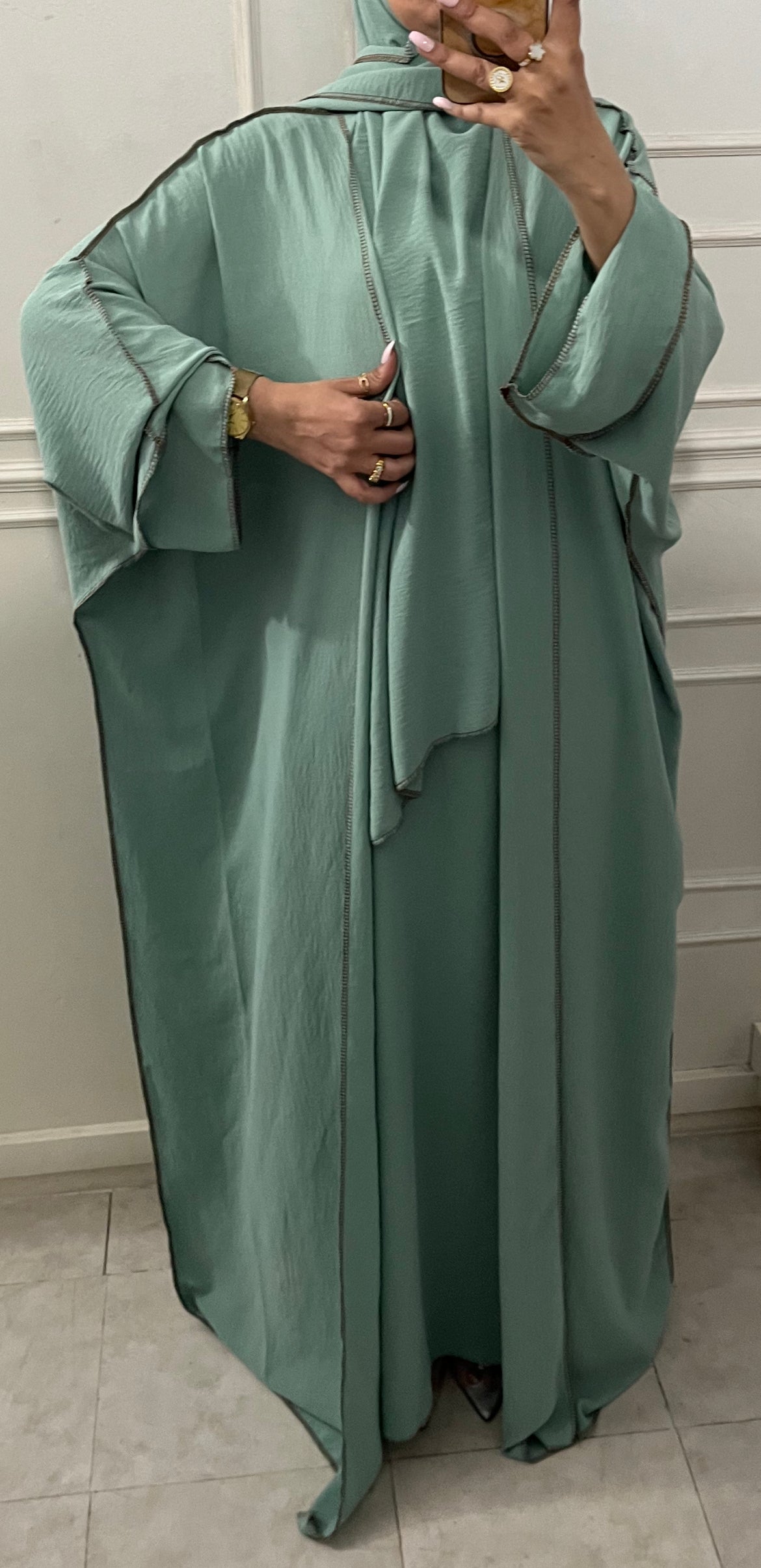 ABAYA QATAR 3 pieces vert