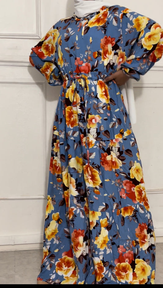 ROBE FIRDAOUS FLOWER BLEU