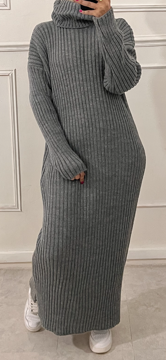 GRAY RAKEL SWEATER DRESS