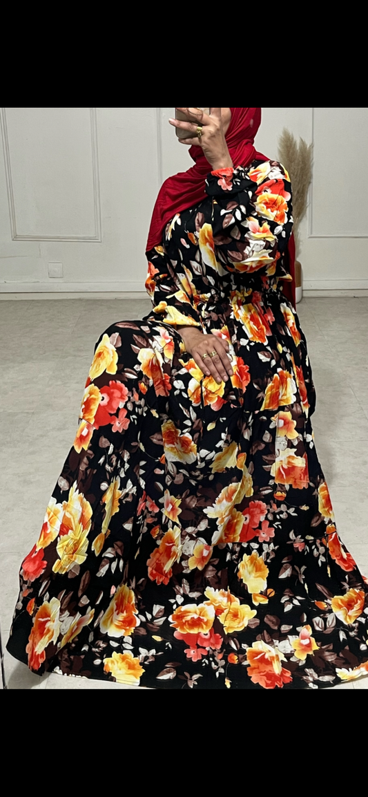 ROBE FIRDAOUS noir flower