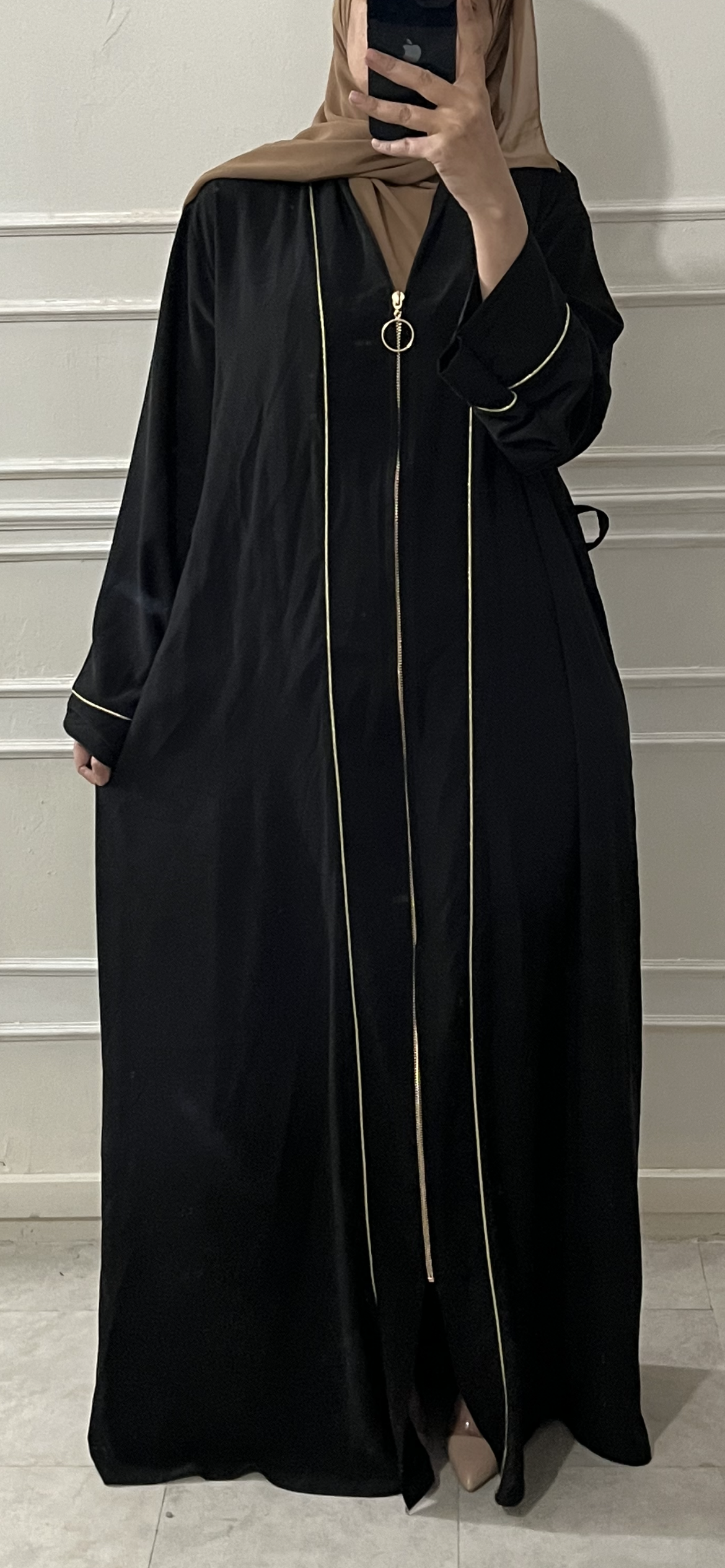 MYRALE ZIP ABAYA Black