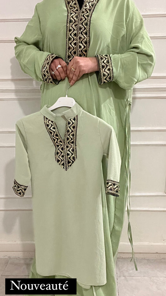 ABAYA ORIENT MÈRE FILLE VERT