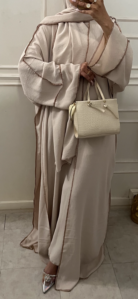 ABAYA QATARY 3 piece beige