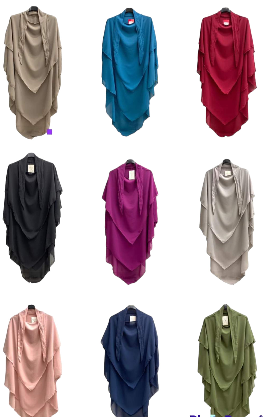 khimar 3 voiles couleur